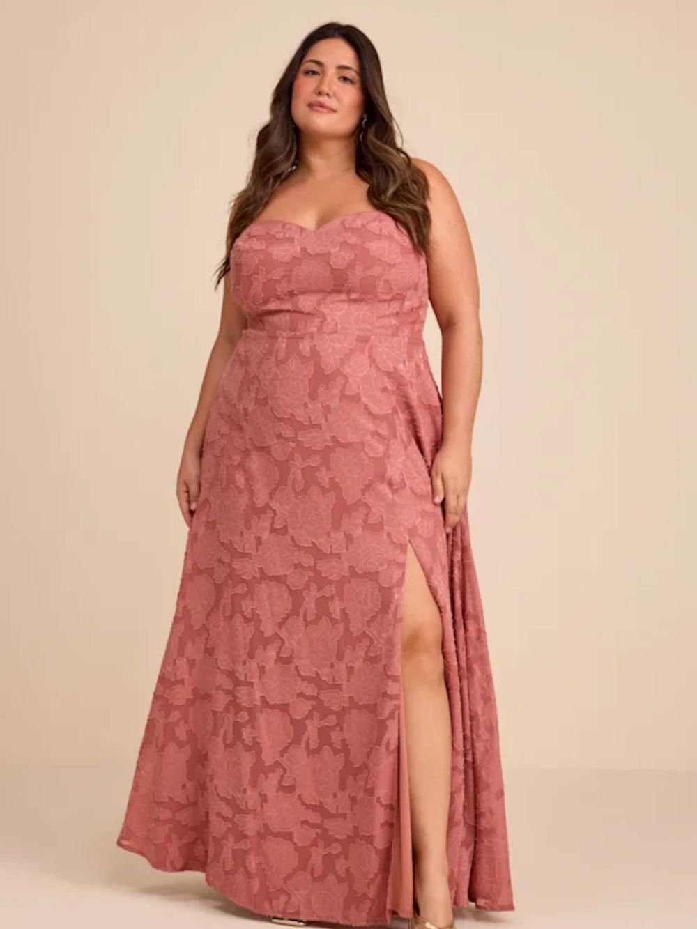 Lulus Garden of Romance Rusty Rose Floral Burnout Maxi Dress XL NWT
